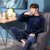 2pcs Men’s Coral Fleece Pajama Set – Fall & Winter