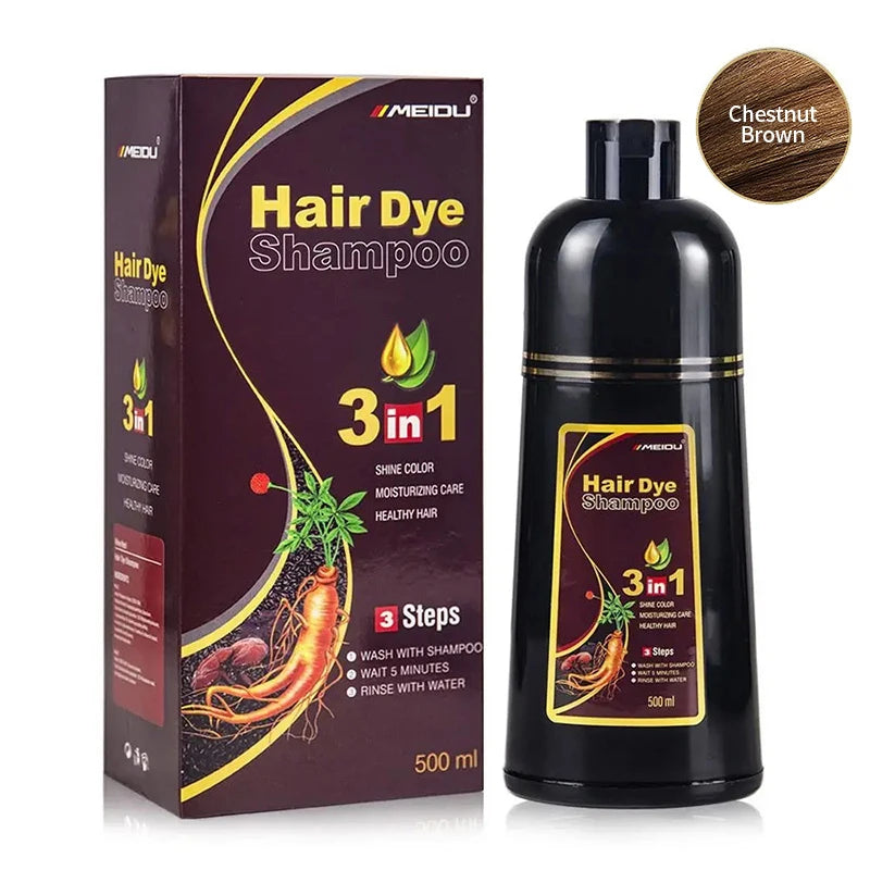 3-in-1 Natural Black Herbal Hair Dye Shampoo