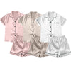 Women’s Ice Silk Short-Sleeve Pajama Set – 3 Pieces