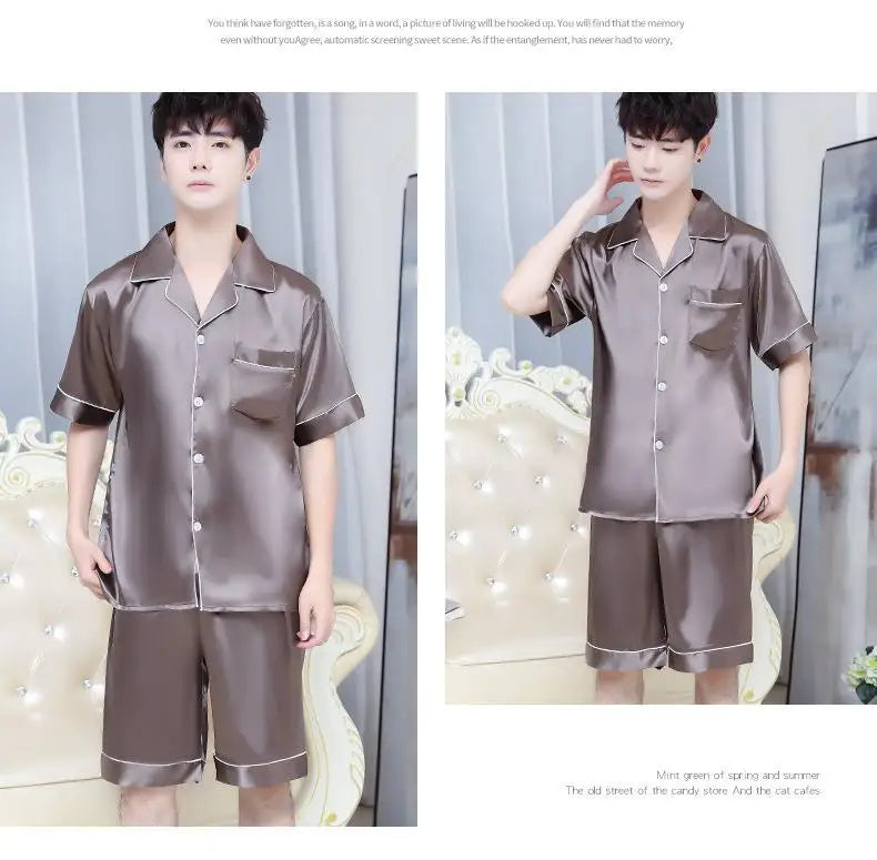 Men’s Summer Ice Silk Pajama Set