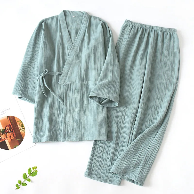 2025 Japanese Cotton Kimono Pajama Set