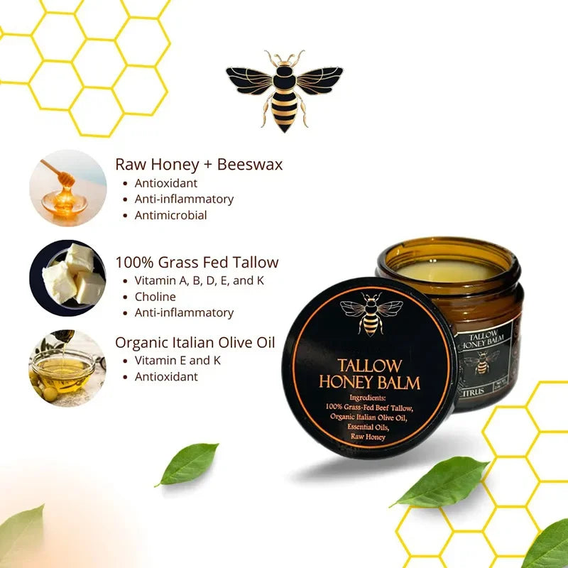 Organic Beef Tallow & Honey Moisturizing Balm