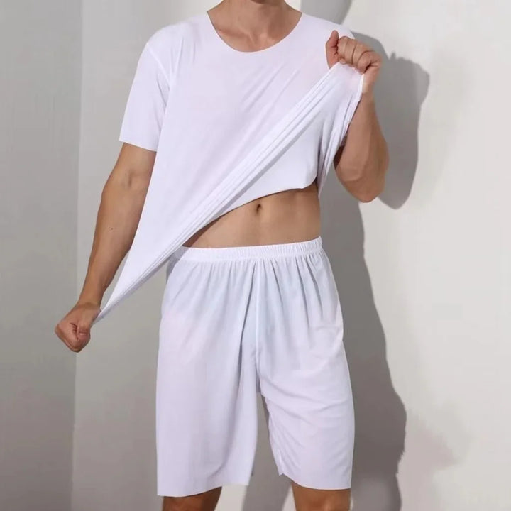 Men’s Two-Piece Ice Silk Summer Pajama Set