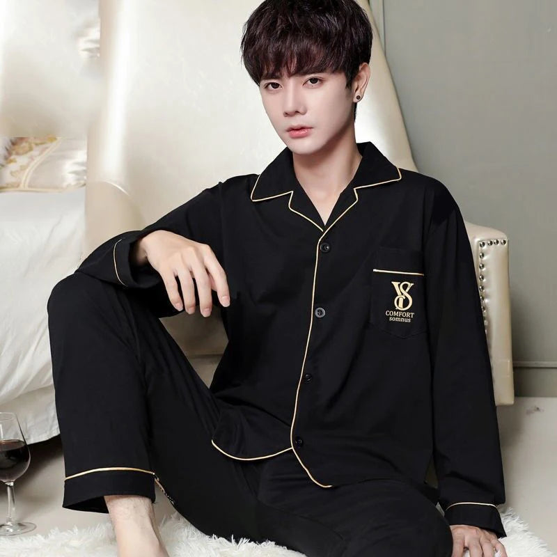 Men’s Cotton Plaid Pajama Set – Autumn/Winter