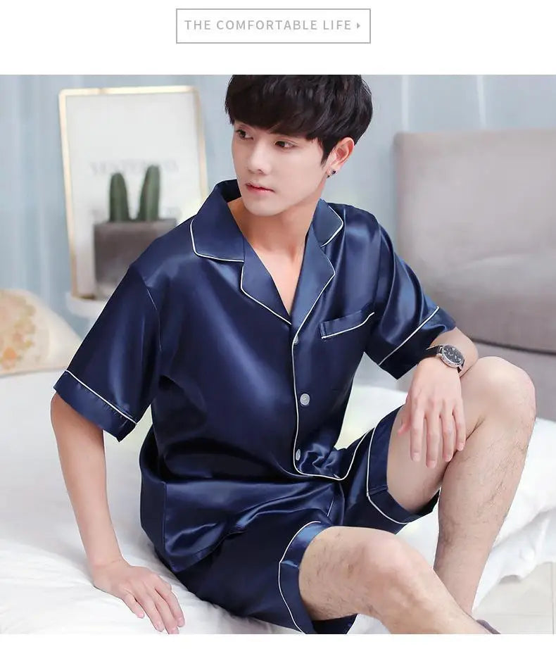 Men’s Summer Ice Silk Pajama Set