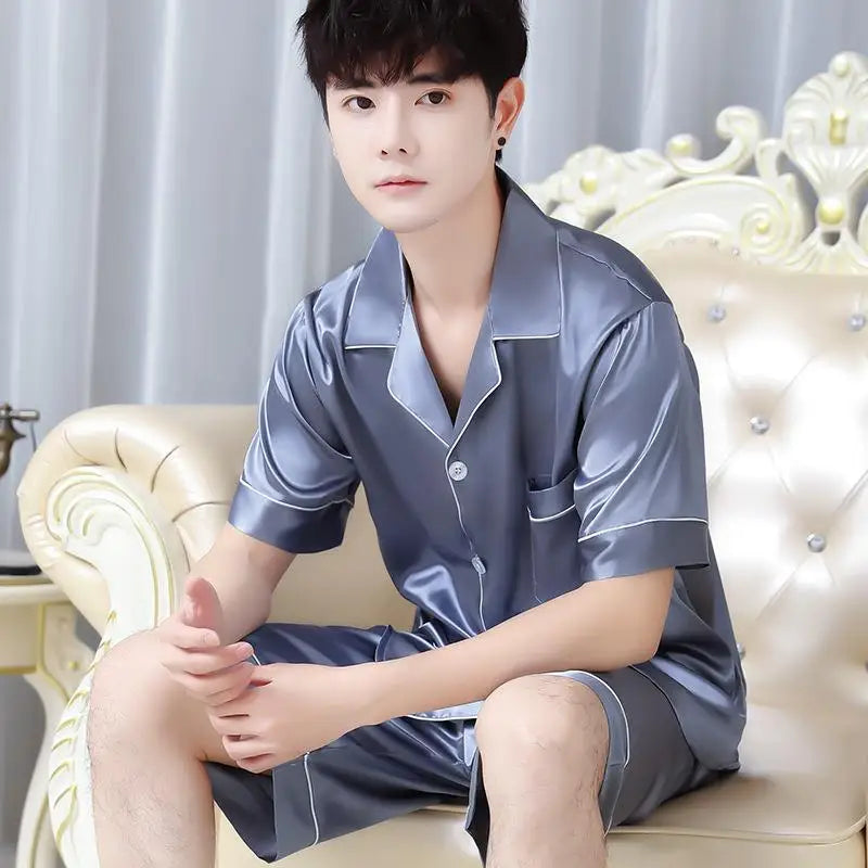 Men’s Summer Ice Silk Pajama Set