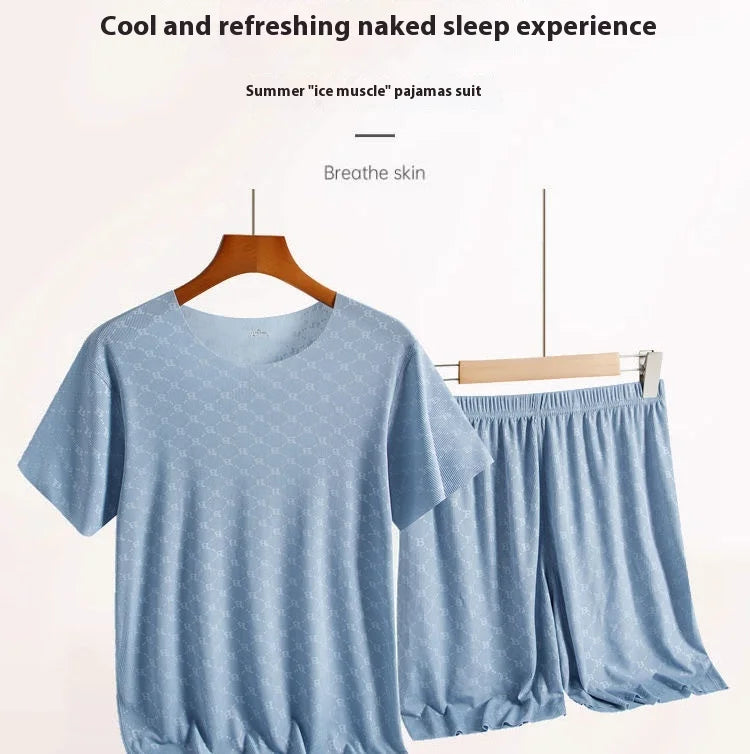 Men’s Summer Ice Silk Pajama Set