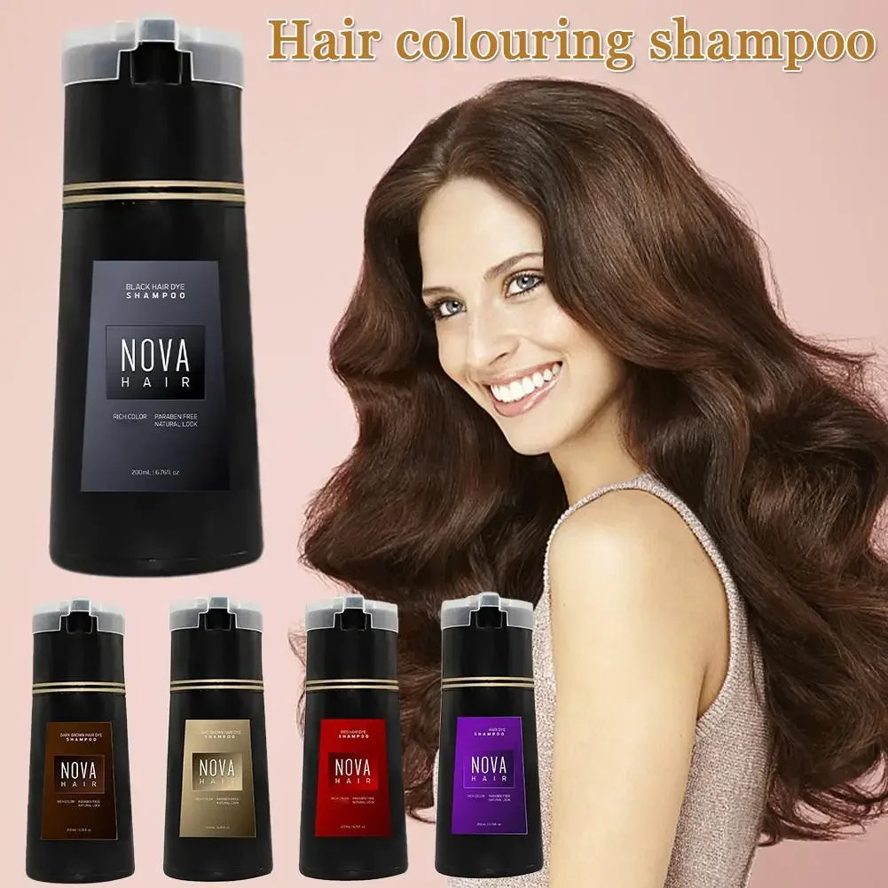 Nova 3-in-1 Natural Black Hair Dye Shampoo