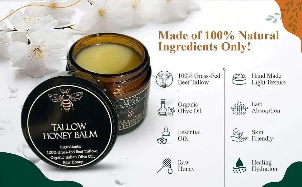 Organic Beef Tallow & Honey Moisturizing Balm