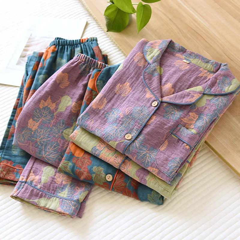 Women’s Japanese Cotton Pajama Set – Spring/Autumn