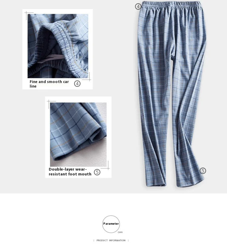 Men’s Cotton Plaid Pajama Set – Autumn/Winter