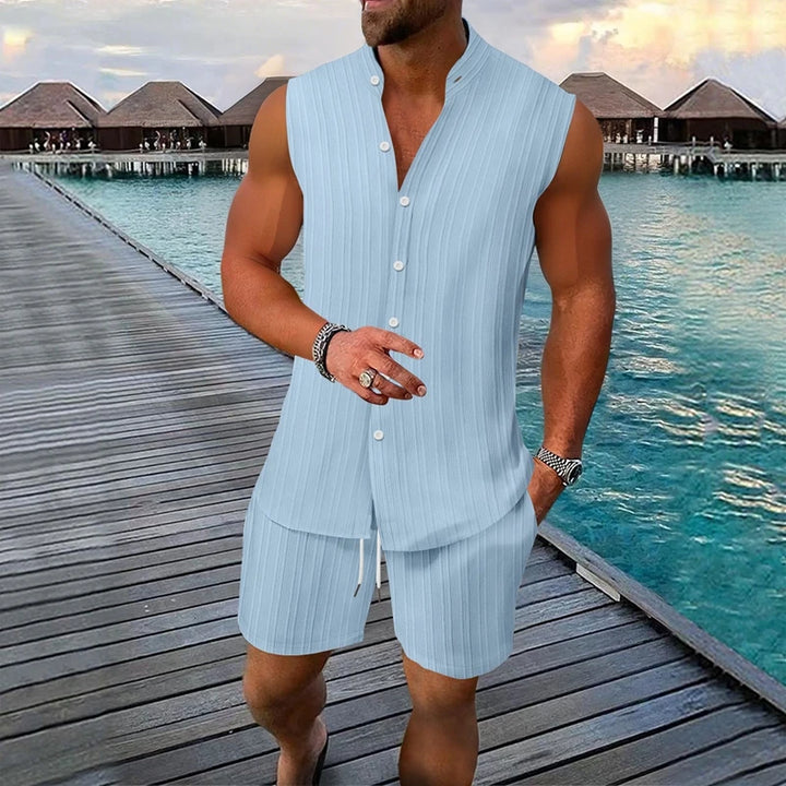 Men’s Solid Vest & Shorts Sleepwear Set