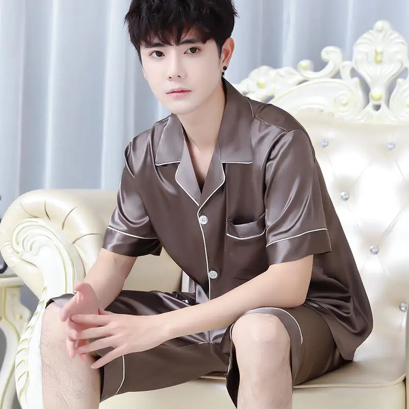 Men’s Summer Ice Silk Pajama Set