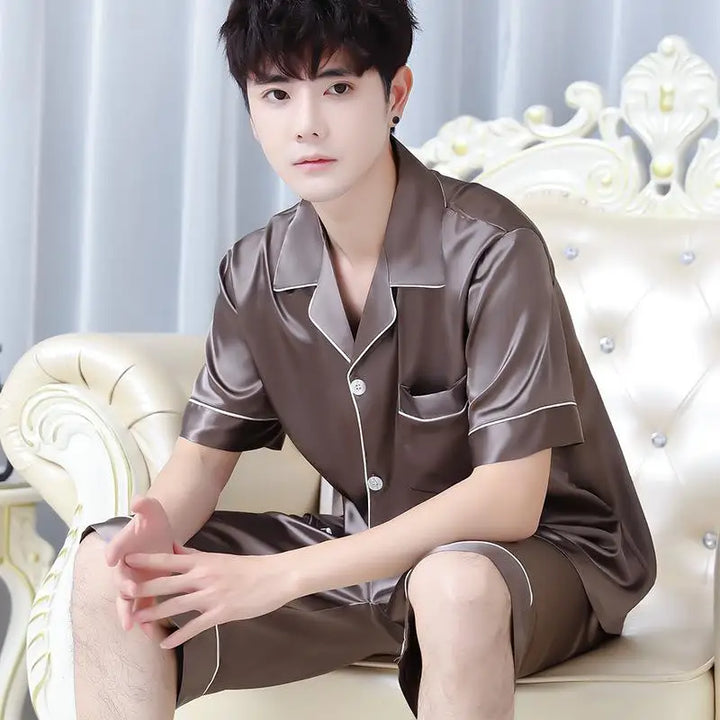 Men’s Summer Ice Silk Pajama Set