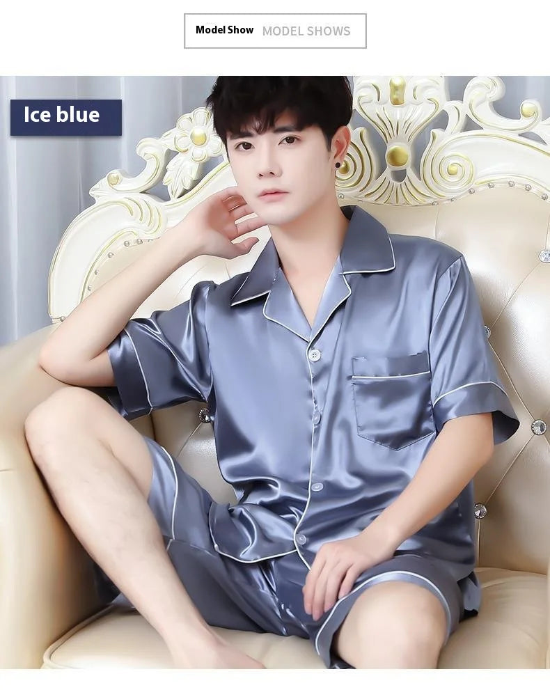 Men’s Summer Ice Silk Pajama Set