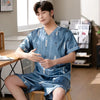 Men’s Ice Silk Short-Sleeve Pajama Set – Large Size