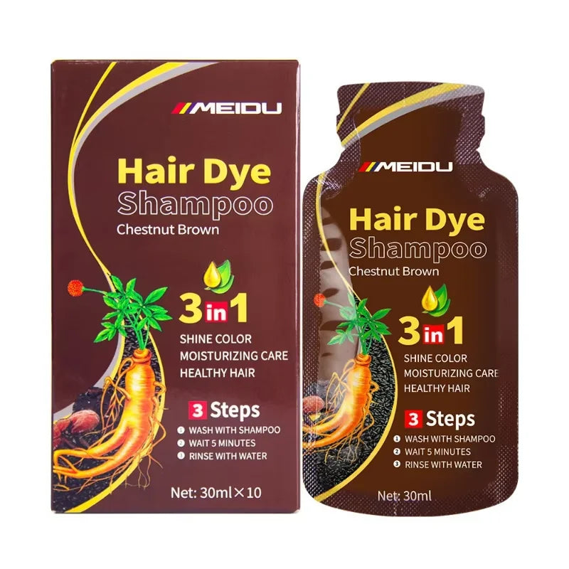 3-in-1 Natural Black Herbal Hair Dye Shampoo
