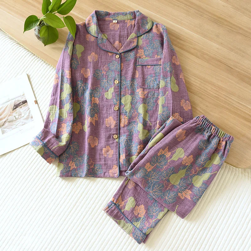 Women’s Japanese Cotton Pajama Set – Spring/Autumn