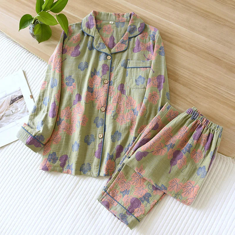 Women’s Japanese Cotton Pajama Set – Spring/Autumn