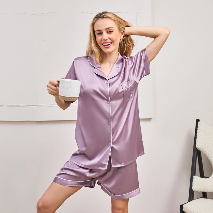 LWQ&ROSE Women’s Ice Silk Summer Pajama Set