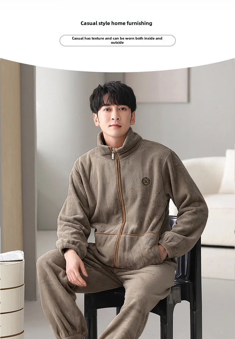 Autumn Winter Heavy Coral Fleece Pajamas