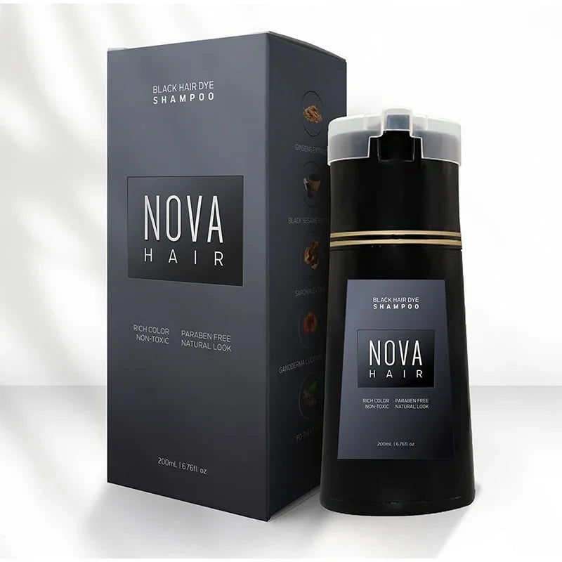 Nova 3-in-1 Natural Black Hair Dye Shampoo