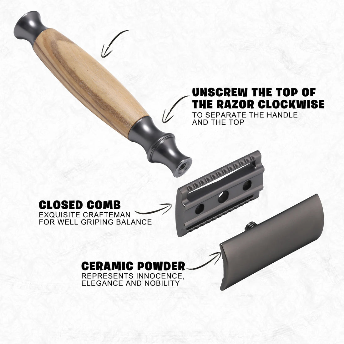 Olive Wood Safety Razor with 10 Blades